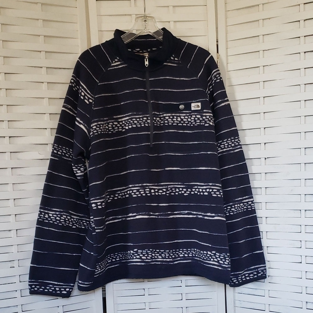 The North Face Navy and White Half-Zip Sweater